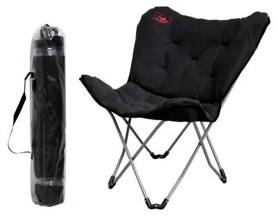 Produktbild von Faltsessel Butterfly Outdoor Campingsessel Soft Touch 3D für Balkon und Wohnmobil, gepolstert, Polyester, anthrazit
