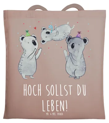 Produktbild von Mr. & Mrs. Panda Tote Bag Koalas Geburtstag - Braun Pastell - Geschenk, Schultasche, Tasche, Jutebeutel, Shopping, Beutel, Geburtstage, Happy Birthday