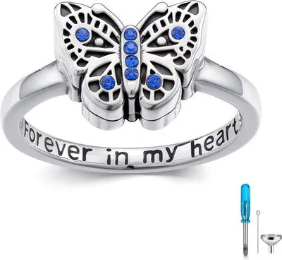 Image de Luxe Asring - Argent 925 - Bague urne / commémorative pour as de défunts faite à la main - Rouwsieraad 19 mm