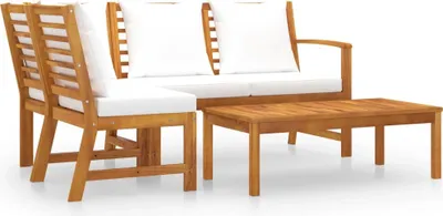 Obrázek produktu pro vidaXL 4dílná zahradní lounge souprava s polštáři krémová Masivní dřevo akácie