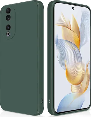 Produktbild von Silikon Hülle für Honor 90 Flüssigsilikon Dünn Gel Gummi Matt Kratzfeste Schutzhülle Nachtgrün