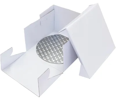 Produktbild von PME Kuchenbox mit Cake Board rund - Quadrat - Cake Box and Round Cake Board - 20 x 20 x 15 cm