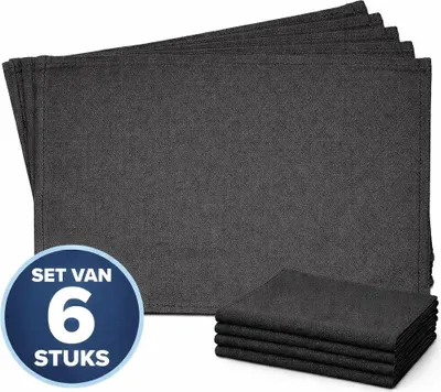 Productafbeelding van Placemat Katoen - Grijs - 45x30cm - Set van 6 Stuks