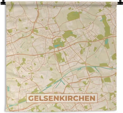 Produktbild von MuchoWow® Wandteppich Wandbehang Stadtplan - Gelsenkirchen - Stadtplan - Vintage 150x150 cm Tapisserie Dekoration Wandtuch - Wohnaccessoires - Modernes