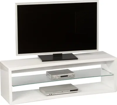 Produktbild von TV Lowboard - Weiß Hochglanz - Klarglas - B 140 cm