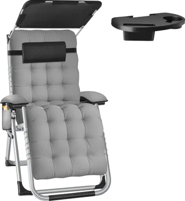 Image de Chaise longue pliable CLOUD II avec pare-soleil - gris clair, par pièce