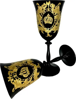 Produktbild von Pompöös by Casa Padrino Luxus Weinglas Schwarz mit 24 Karat Vergoldung von Harald Glööckler - Handvergoldet
