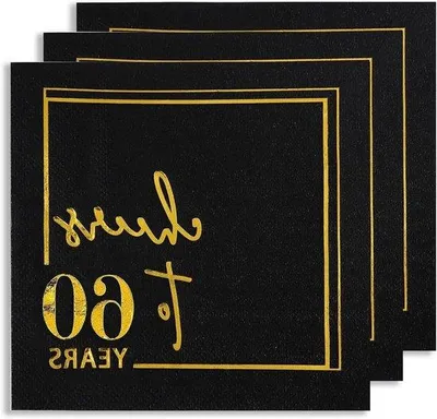 Image de Serviettes d'anniversaire « 60 ans », lot de 20, 33 x 33 cm, décoration