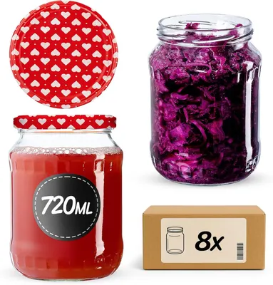 Produktbild von KADAX Einmachgläser mit Deckel "Jukka", Marmeladengläser, Einweckgläser, 720 ml, Herz, 8 Stück