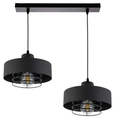 Produktbild von KAR-LIGHTING Pendelleuchte 2-flammig Schwarz, Metall für Esszimmer, Wohnzimmer, Küche – höhenverstellbar, E27-Fassung