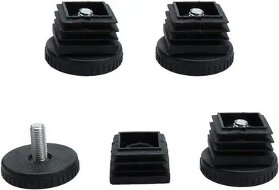 Zdjęcie produktu dla Regulowane nóżki meblowe z uchwytem do regulacji, 25 x 25 mm – rura kwadratowa – kółka meblowe – zestaw 4 sztuk