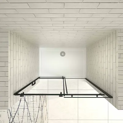 Produktbild von 120x200cm 8mm NANO Glas Schwarze Schiebetür Duschabtrennung Duschkabine Duschwand
