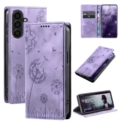 Produktbild von Handyhülle für Samsung Galaxy A17 / A17 5G RFID Schutz Klapphülle Case Cover Design Blume Pusteblume Schutzhülle Farbe: Violett