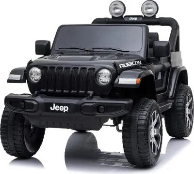 Produktbild von Elektroauto für Kinder JEEP Wrangler, Schwarz, Doppelsitz aus Kunstleder Kunstleder Türen öffnen, Radio mit Bluetooth- und USB-Eingang, Allradantrieb, Lithium-Batterie, EVA-Räder, Aufhängungsachsen, 2,4-GHz-Fernbedienung, Lizenziert
