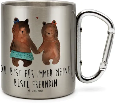 Produktbild von Mr. & Mrs. Panda Edelstahl-Thermobecher Bär Freundin - Transparent - Geschenk, Edelstahlbecher, Becher Aus Edelstahl, Teetasse, Trinkbecher, Thermobecher, Teddy
