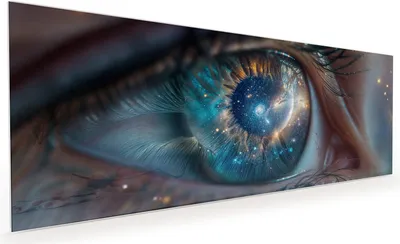 Produktbild von Küchenrückwand Spritzschutz Glas mit Motiv Galaxie im Auge 40 x 40 cm