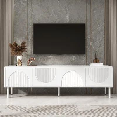 Produktbild von TV-Schrank mit Stauraum und Kabelmanagement TV-Tisch TV-Ständer TV-Schranktisch für Wohnzimmer 180cm Weiß