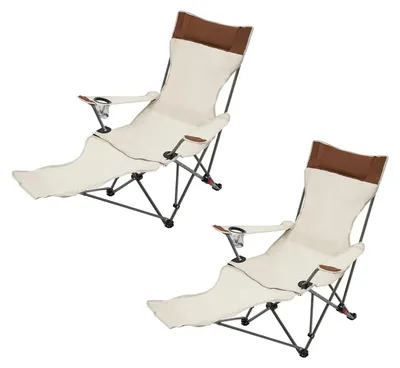 Image de Chaise de camping - Lot de 2 - Pliante - Avec repose-pieds - Réglable - Légère