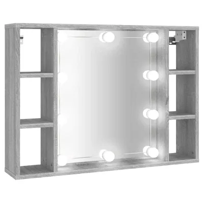 Image de vidaXL Armoire de toilette avec LED Gris Sonoma 76x15x55 cm