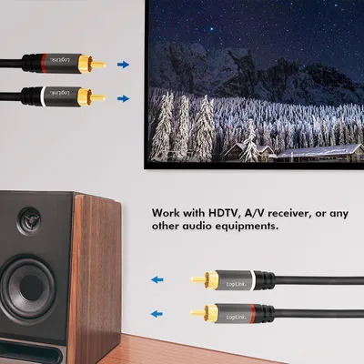 Zdjęcie produktu dla LogiLink CA1207, 2 x RCA, Męska, 2 x RCA, Męska, 5 m, Czarny