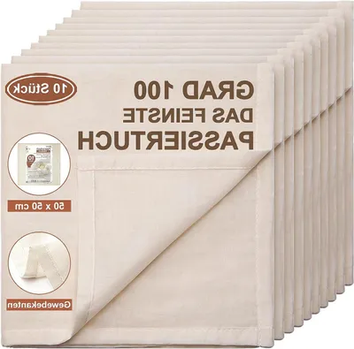 Productafbeelding van Kaasdoeken Set van 4 - Hennep Cheesecloth 50x50cm Herbruikbaar voor Koken en Filtratie