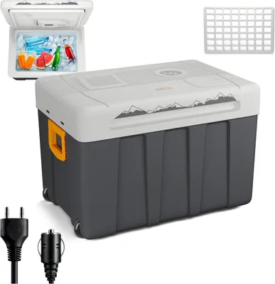 Obrázek produktu pro Elektrická chladnička – chlazení a ohřev – pro cestování a kempování – duální napájení – objem 466 litrů – barva: oranžová