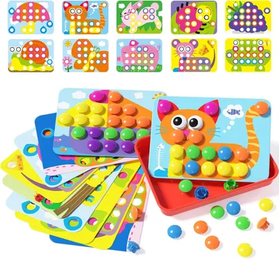 Produktbild von Steckspiel ab 2, Montessori Kinderspiele zum Lernen von Farben, Spielzeug ab 2 und 3 Jahre, 20 Bildvorlagen