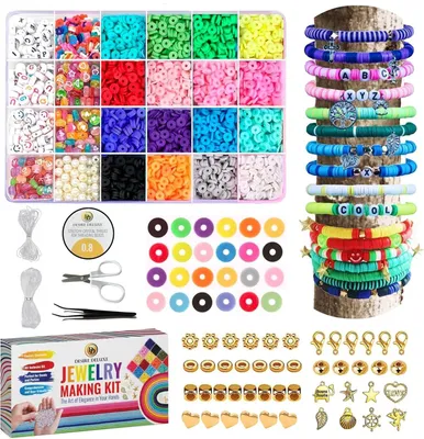 Schmuckherstellungsset mit 6084 Perlen, Charms & elastischen Bändern
