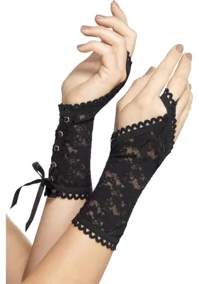 Productafbeelding van Smiffys - Dameshandschoenen, kant, kostuum SM1438 (one size) (zwart)
