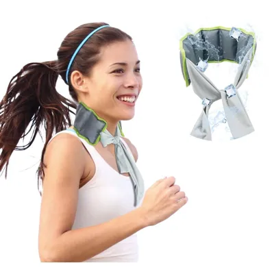 Produktbild von 2x Kühlhalstuch – Wiederverwendbarer Schal mit Kühltechnologie für Damen & Herren, Sport, Wandern & Hitze, Graugrün