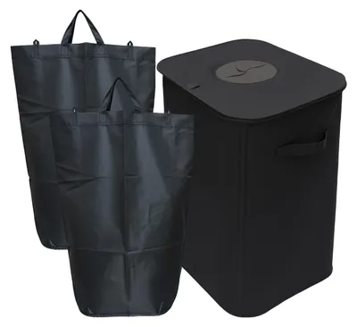 Produktbild von Relaxdays Pfandflaschen Sammelbehälter, 100 L, 2 Taschen, abwischbar, Recycling, Flaschensammler für Leergut, schwarz