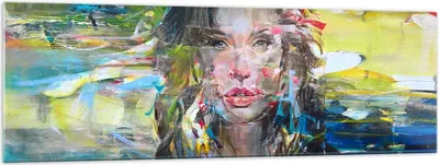Produktbild von Bilder auf glas - frau modern - 160x50cm - Glasbilder - Wandbilder - Bilder - Kunstdruck - zum Aufhängen bereit - Wanddekoration aus Glas - Glas Bilder - Wandbild auf Glas - Einteilig - GAB160x50-3473