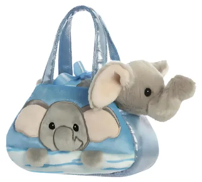 Produktbild von Aurora World Fancy blau/grauer Peek-a-Boo Elefant in einer Tragetasche ca. 21 cm - Plüschfigur