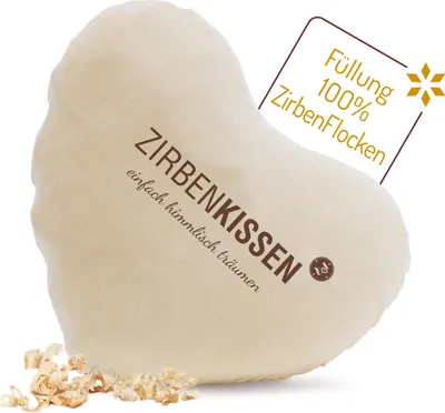Produktbild von ZirbenKissen HERZ 40x40 cm NATUR "einfach himmlisch träumen"