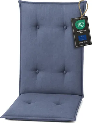 Zdjęcie produktu dla Pillows24 Poduszka na krzesła ogrodowe -120x50x8 cm / Niebieski / Pikowane - Poduszka, siedzisko na krzesło, poduszka na siedzisko do mebli ogrodowych, krzesła ogrodowe
