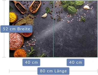 Produktbild von Herdabdeckplatte Abdeckung Glaskeramikkochfeld Abdeckplatte 2-Teilig 80x52 Gewürze Schutz