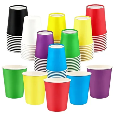 80 bunte Pappbecher 260 ml – Einwegbecher für Partys, 8 Farben
