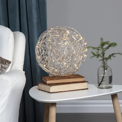 Produktbild von Star Trading LED-Kugel Trassel 3D Aluminium Ø30cm silber, Silber, IP44, 50 Glühbirne(n), LED, 3,6 W, Warmweiß