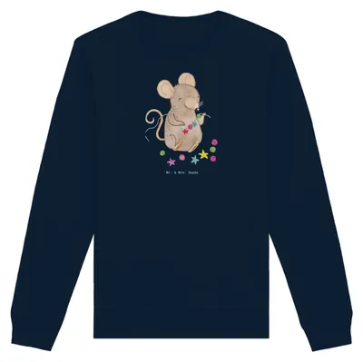 Produktbild von Mr. & Mrs. Panda Baumwoll Pullover Maus Schmuck selber machen Größe XS - French Navy - Geschenk, Sweater, Pulli, Basteln, Fair Fashion, DIY, Sweatshirt