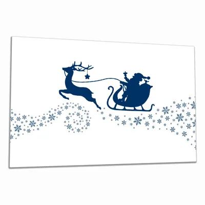Produktbild von Wallario Herdabdeckplatte aus Glas, Größe 80 x 52 cm 1-teilig, Motiv Weihnachtsmann auf seinem Schlitten mit Rentier