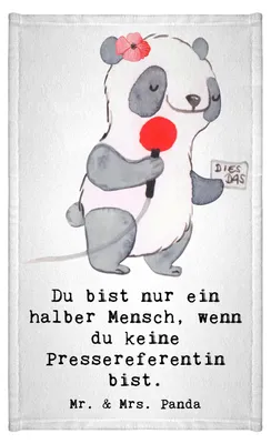 Produktbild von Mr. & Mrs. Panda Handtuch Pressereferentin Herz - Weiß - Geschenk, Studium, Witzig, Klein, Lustig, Gästetuch, Frotteehandtuch, Presseagentur, Gästehandtuch 30x50, Design