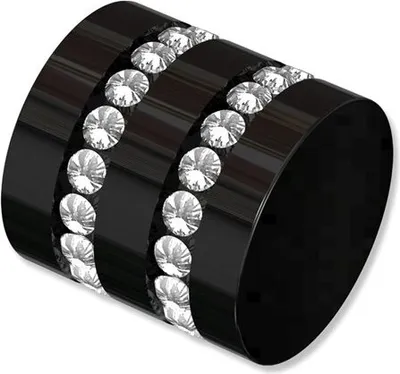 Produktbild von Interdeco Endstücke Glitzerkappe für Gardinenstangen 20 mm Ø, Schwarz, Modell Estana (Packung 2 Stück)