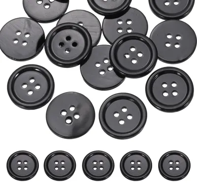 Produktbild von Runde Natürliche Muschelknöpfe - Aus Perlmutt - Zum Nähen und Basteln - 16 Stück - 20 mm - Schwarz