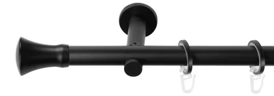 Produktbild von SN Deco Gardinenstange Zürich, 25 mm, 1-läufig, Stahl, Komplett-Set mit Ringen, Auflageträger, 220 cm, schwarz
