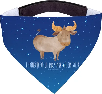 Produktbild von Mr. & Mrs. Panda Halstuch Hund Sternzeichen Stier - Sternenhimmel Blau - Geschenk, Hundehalstuch, Geburtstag April, Mai, Hunde Hals Tuch, Rind, Ochse, Dreieckstuch, Für