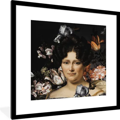 Produktbild von MuchoWow® Gerahmtes Poster Kunst - Blumen - Alte Meister 40x40 cm - Poster mit Schwarzem Bilderrahmen Wandposter Rahmen Foto Bilder - Poster - Plakat im Rahmen
