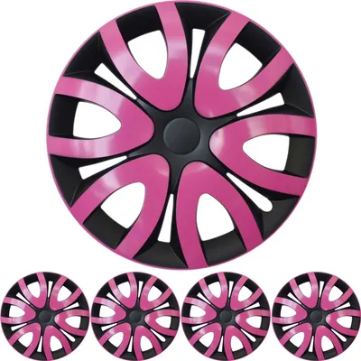 Produktbild von 14 ZOLL 4x PREMIUM DESIGN Radkappen Radzierblenden Set Mika in Pink / Schwarz