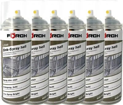 Produktbild von 6x FÖRCH Zink Zinkspray Hell L244 Rost Korrosionsschutz Punktschweißfähig 400ml