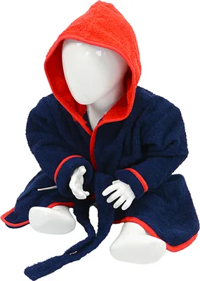 Obrázek produktu pro A&R , Babiezz® Župan s kapucí , French Navy , Ohnivě červená , 98/110