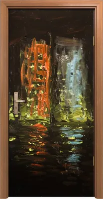 Produktbild von Türposter 90x200 cm Türaufkleber Türtapete Türfolie Klebefolie Kunst Architektur Nachtstadt Malerei